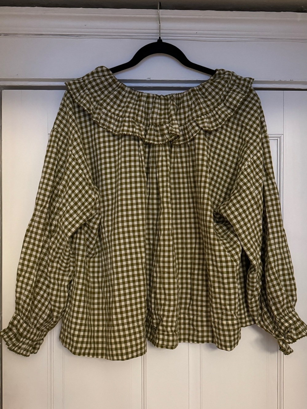 Dôen RARE Seychelle Blouse in Olive Gingham Size S - Picture 5 of 5